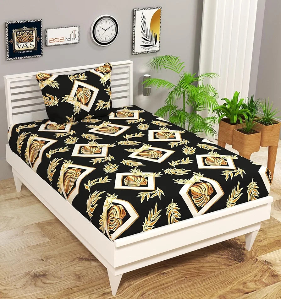 HomeKart 144 Tc Microfiber Single Bedsheet  with Pillow Cover for Your Home Coffee