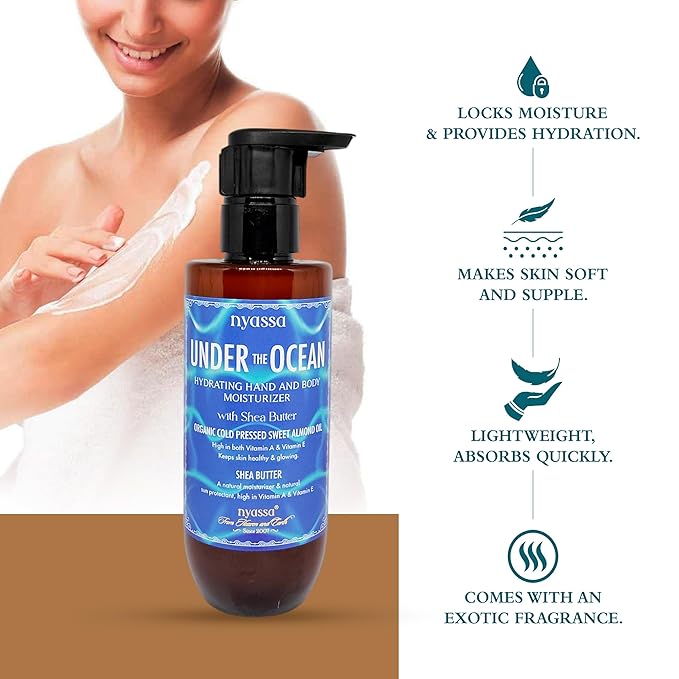 Nyassa Under the Ocean Hand and Body Moisturizer With Shea Butter & Organic Sweet Almond Oil - 200 Ml