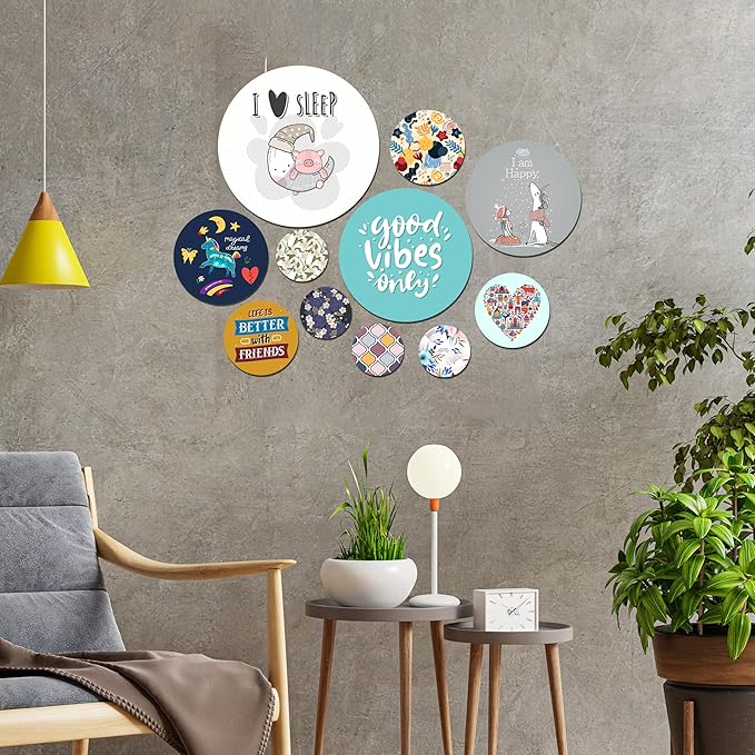 Artvibes Designer Wooden Wall Hanging for Home Decoration | Wall Decor Hanging Ornaments | Pack of 11 Pieces