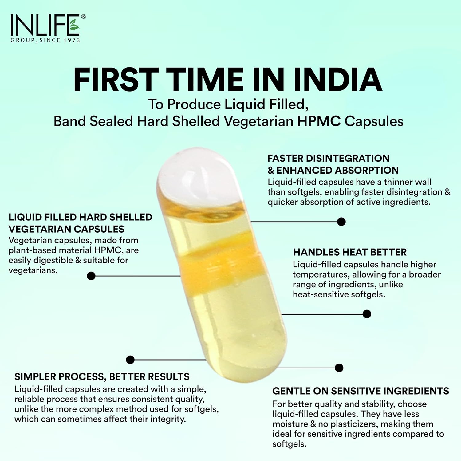INLIFE Castor Oil Supplement for Hair and Skin, Natural Laxative, Quick Release, 500mg â€“ 60 Liquid Filled Vegetarian Capsules (Pack of 1, 60)