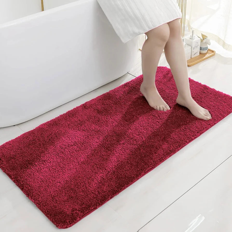 Luxe Home International Microfibre Rectangular Bath Mat Super Soft Anti Skid Newman Mats For Bathroom Colour Maroon