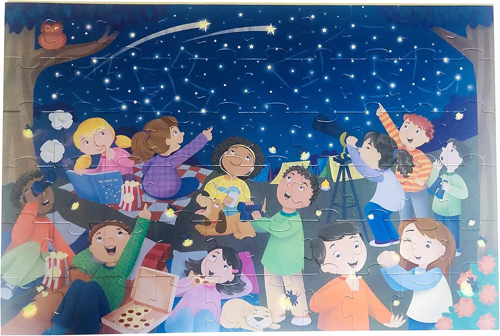 Playqid Puzzle for Kids Age 4 to 7 Years, 3 x 2 Feet-60 Large Pieces | Jigsaw Floor Puzzle Games for Kids Childrens Brain Booster Camping Night Starry