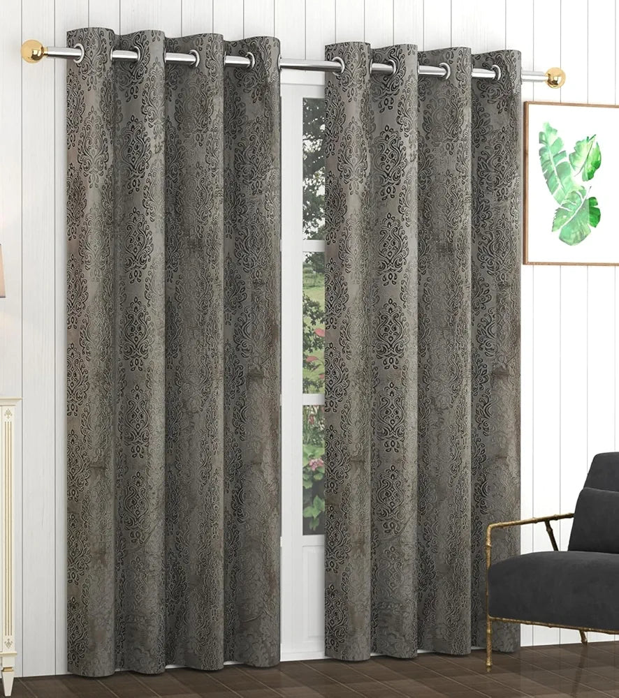 Purav Light Velvet Curtain 9 Feet Long Thermal Insulated Curtains for Door Bedroom Office 1 Piece