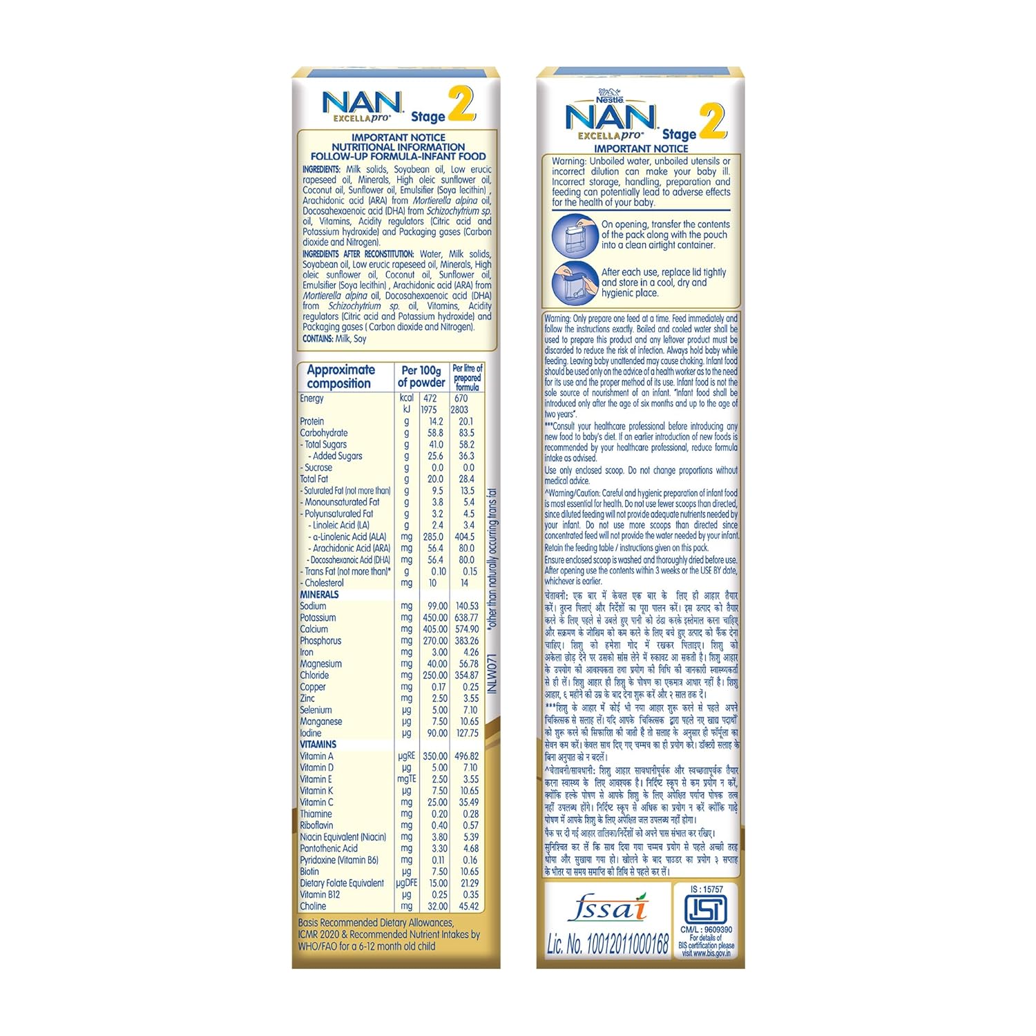 NestlÃ© NAN EXCELLAPRO Nan Stage 2 Follow-Up Formula Milk Powder For Babies, 6-12 months, with DHA, ARA, 400g Pouch in Box