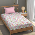 Fresh From Loom Microfiber Soft Cotton Bedsheet for Single Bed Bedsheet for Single Bed 200 TC Hypoallergenic Bed Sheet with 1 Pillow Cover Pink White