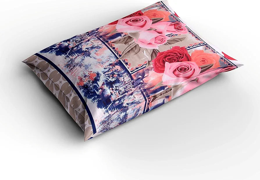 Homefab India 160 TC Polycotton Double Bedsheet with 2 Pillow Covers Floral Multicolor