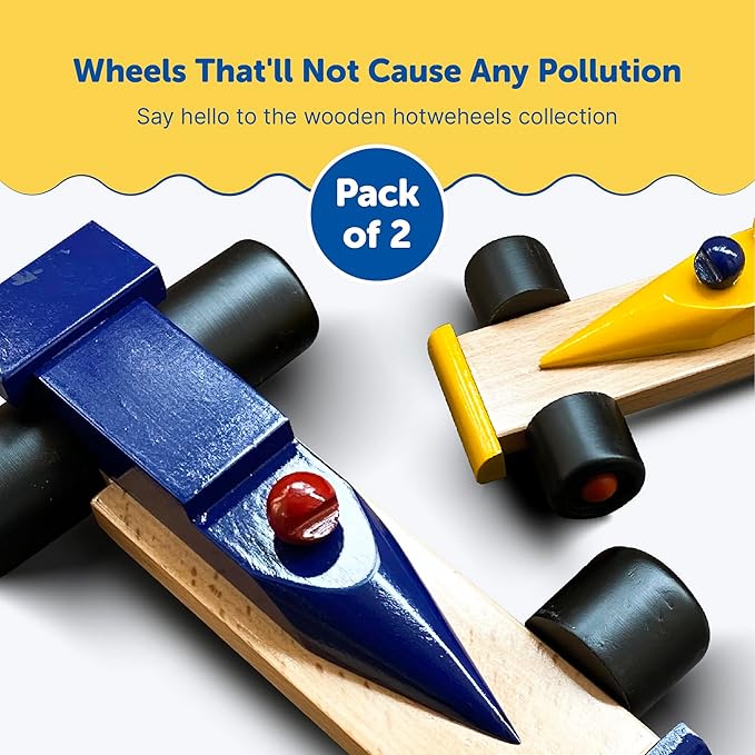Mini Leaves Wooden Racing Car Toy Push Pull Toy Car Wooden Toy Car Combo Set of 2