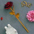 Golden Red Rose Flower Showpiece