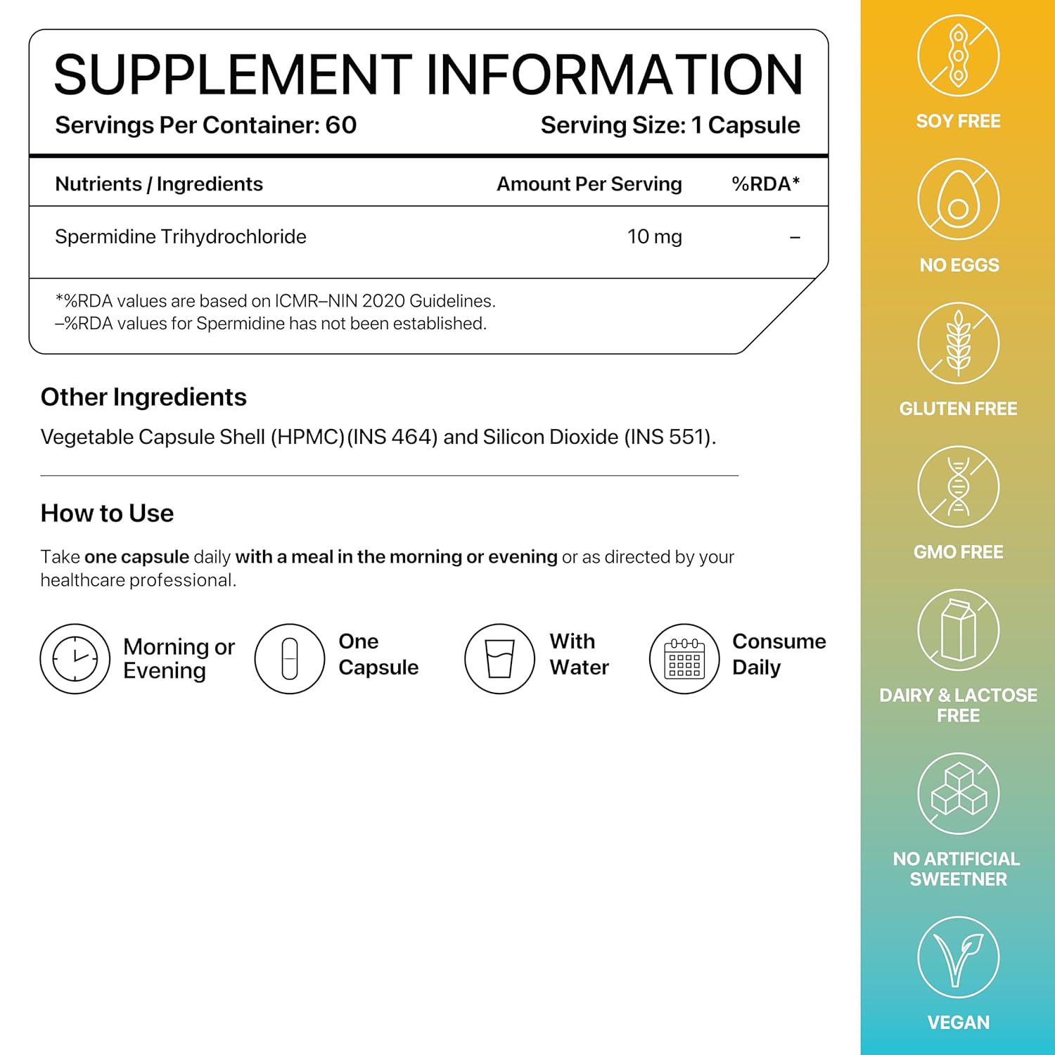 Decode Age Spermidine Supplement â€“ 99% Pure Spermidine Trihydrochloride for Autophagy, Longevity, Cellular Health, Energy & Skin Support â€“ Third-Party Tested, 2 Month Supply