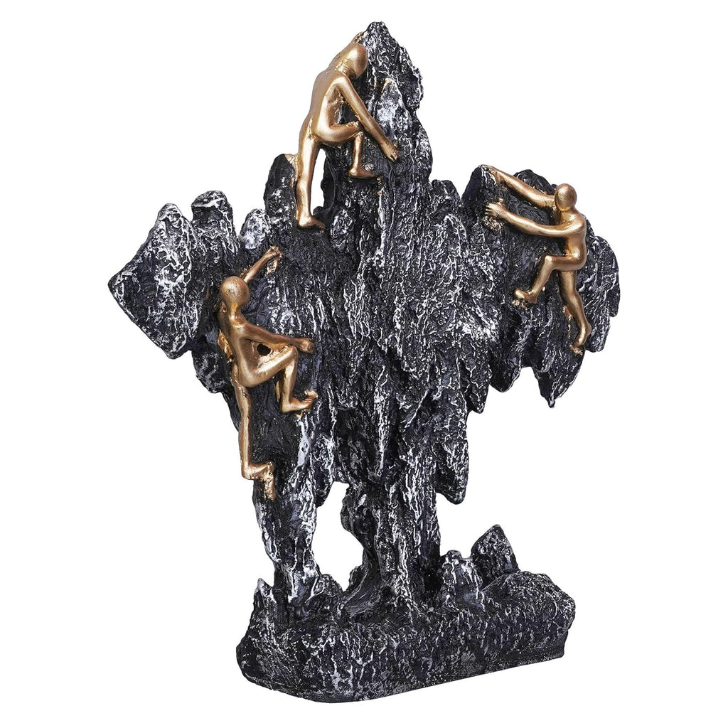 Ecraftindia 3 Men Climbing on Rock Mountain Climbers Human Figurine Showpiece