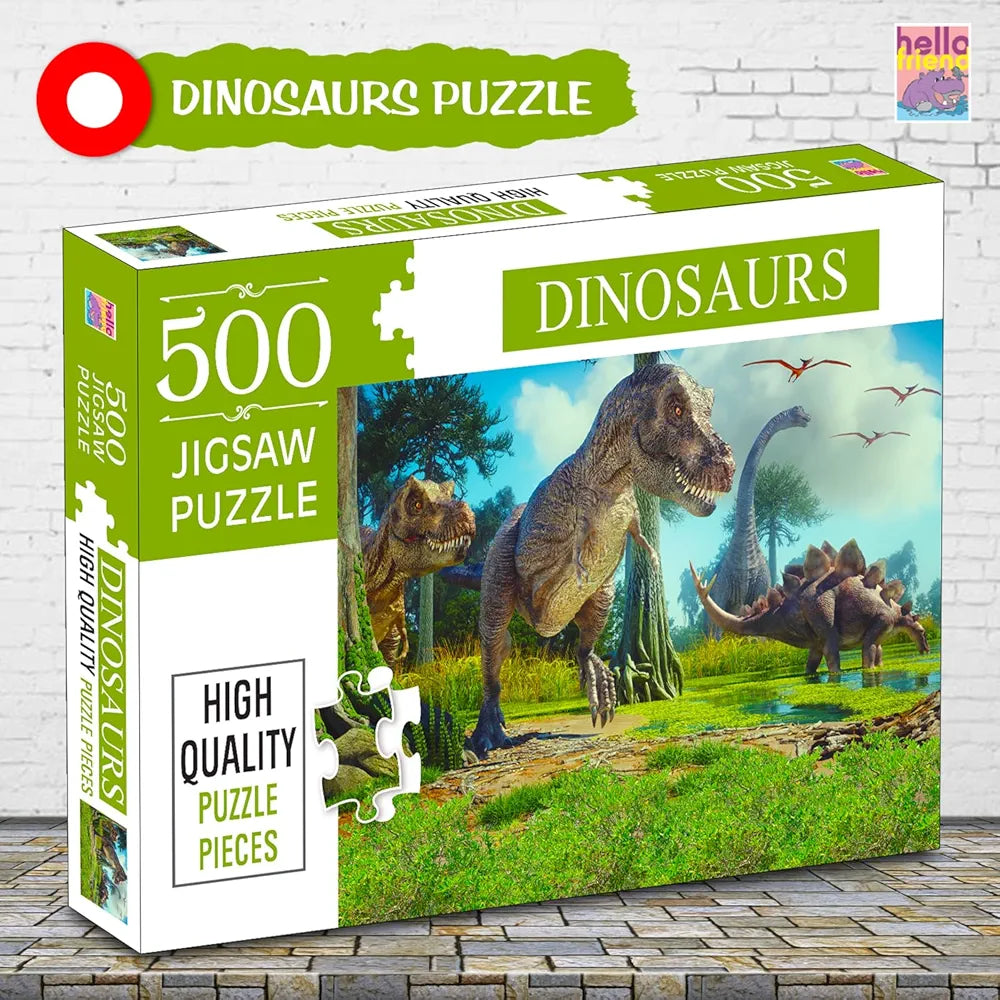 Hello Friend Dinosaur Jigsaw Puzzles 500-Piece for Kids and Childrens – Wild Animal, Gifts, Fun and Creative Game - Ages 6+