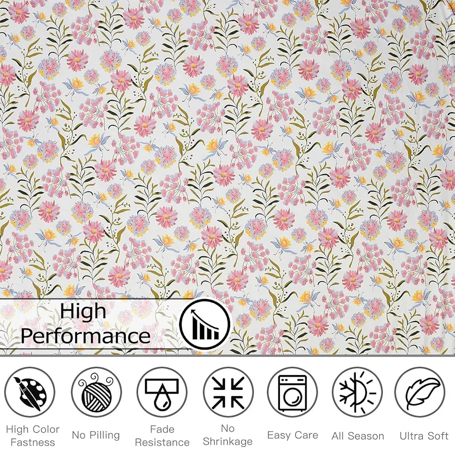 Fresh From Loom Microfiber Soft Cotton Bedsheet for Single Bed Bedsheet for Single Bed 200 TC Hypoallergenic Bed Sheet with 1 Pillow Cover Pink White