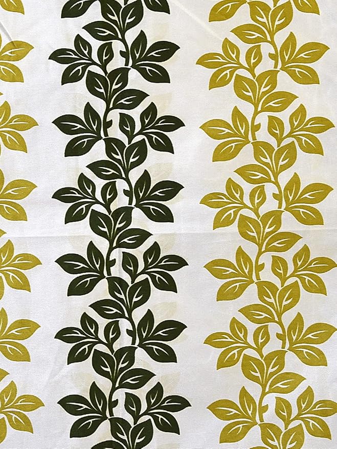 Cortina 2 Piece Floral Design Panel Eyelet Polyester Door Curtains | 7 Feet | Green