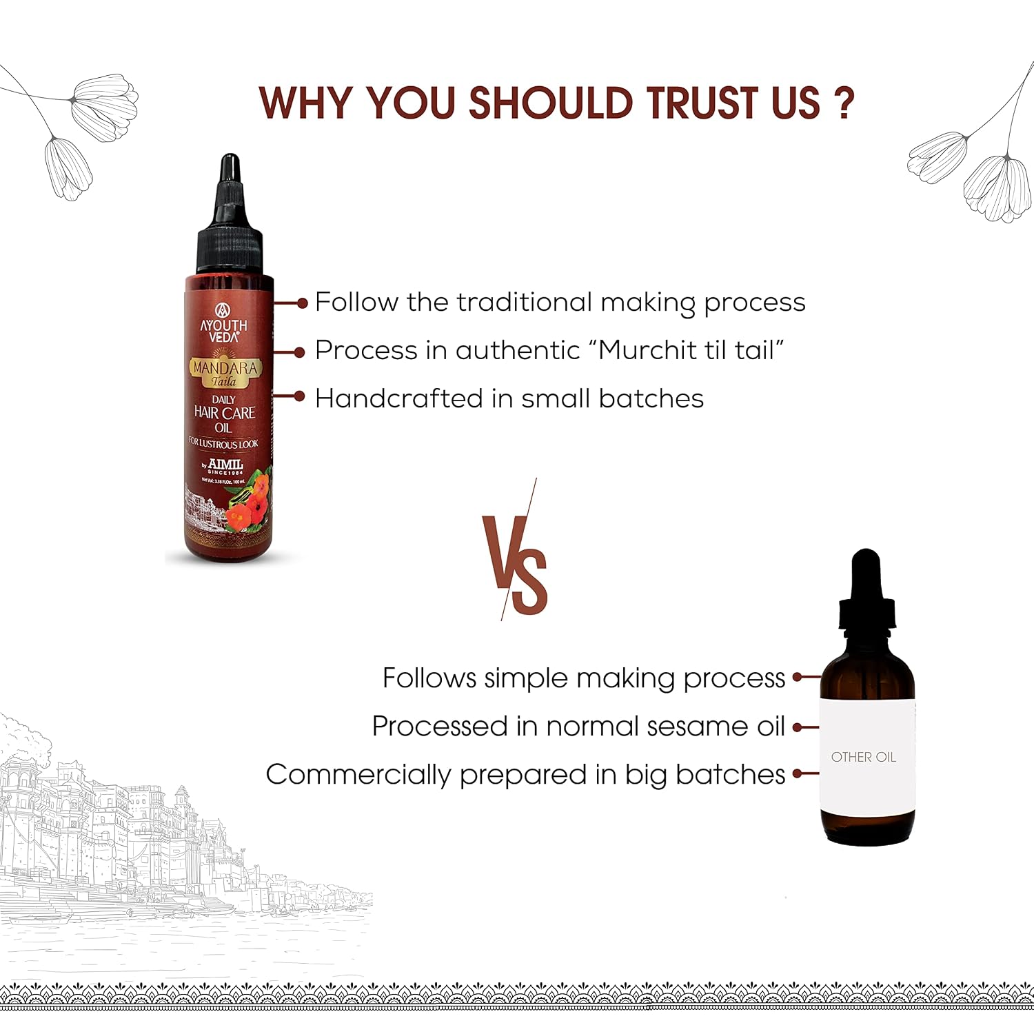 Ayouthveda Mandara Taila Daily Hair Care Oil for Lustrous Look | With the Benefits of Fenugreek Seeds and Sesame Oil | For Shinky & Healthy Hair |Daily Nourisher of Hair (Pack Of 1-100ml)