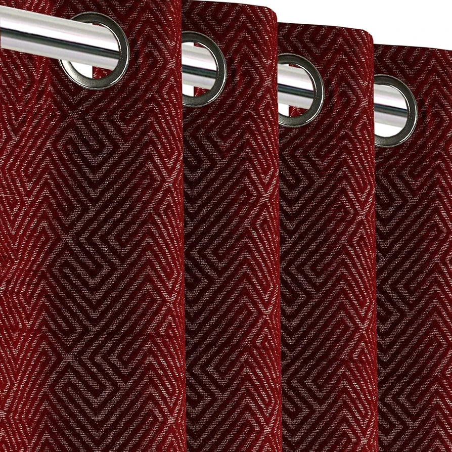 Saral Home Pacman Chenille Blackout Long Door Curtains 2pc Colour Maroon