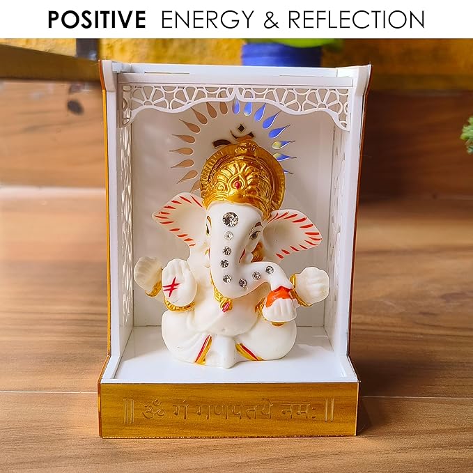 Solobolo Ganesh Idol for Car Dashboard With Small Temple for Car Dashboard, Ganesh Idol | Mandir With Idol