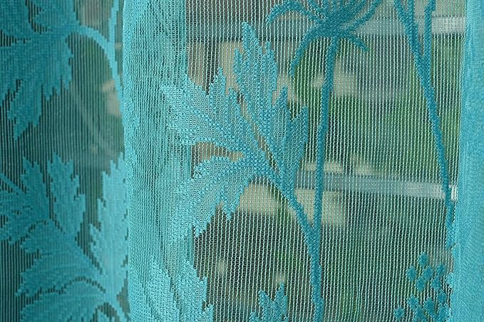 Loomlyfe 5ft Window Curtain | Heavy Tissue Net Floral Semi Transparent Sheer Parda for Home | Aqua Net Curtains | 2 Pieces
