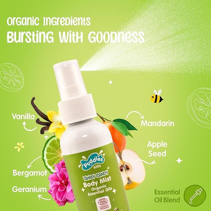 Puddles Organic Cherry Citrus Mist For Unisex Children Tangy Candy - Age 2-12 Years - 100 ml