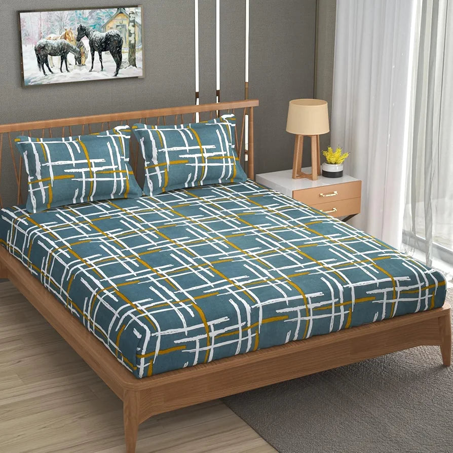 Homefab India 180 TC Microfiber Double BedSheet with 2 Pillow Covers Green