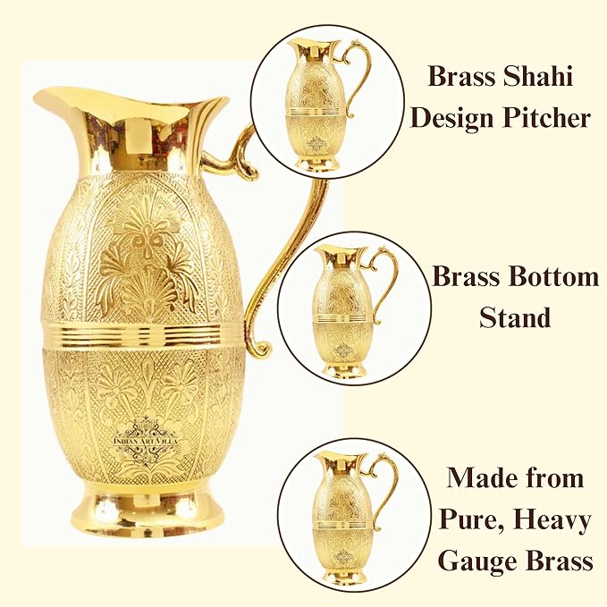 Indian Art Villa Brass Shahi Designer Jug Pitcher - 911 gms