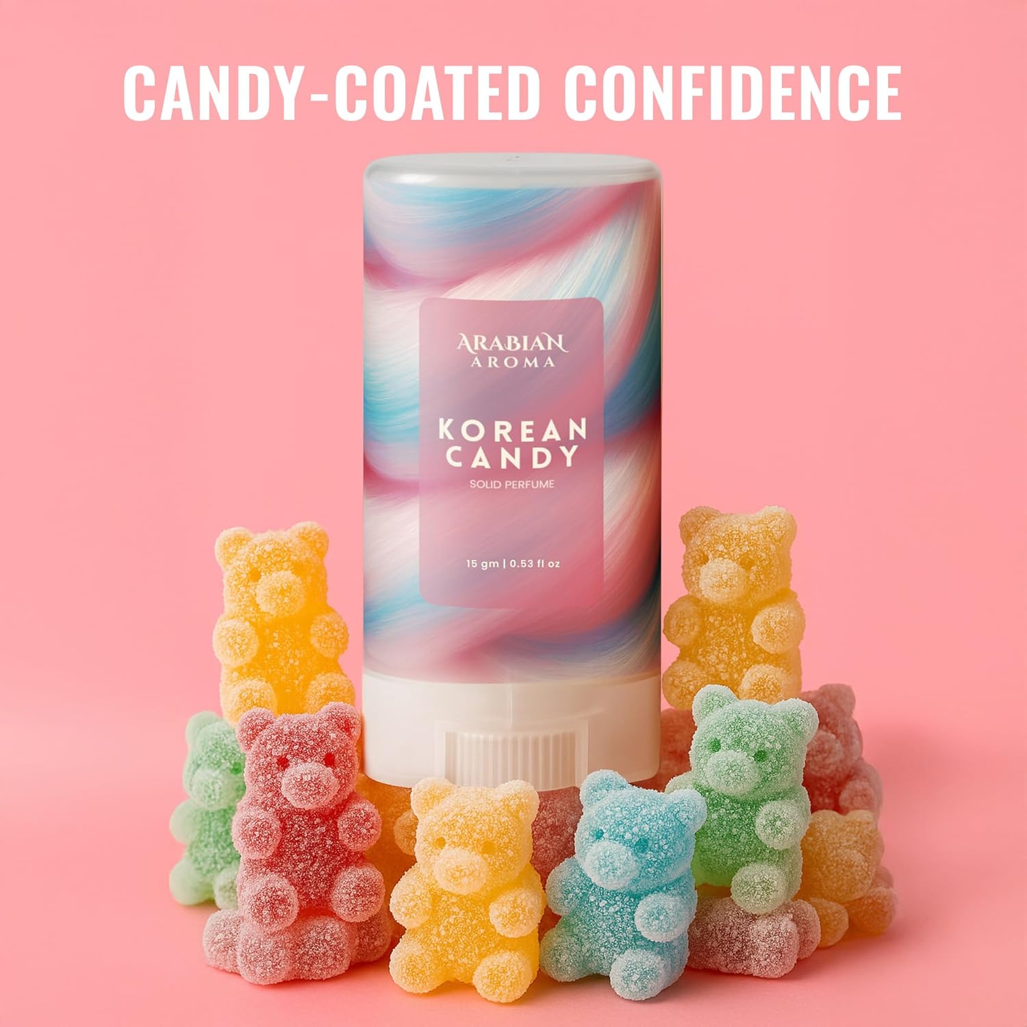 Arabian Aroma Korean Candy Solid Perfume Stick 15g | Sweet Fruity Unisex Pocket Perfume | Cherry, Citrus & Candy Fragrance | Long Lasting Travel Friendly