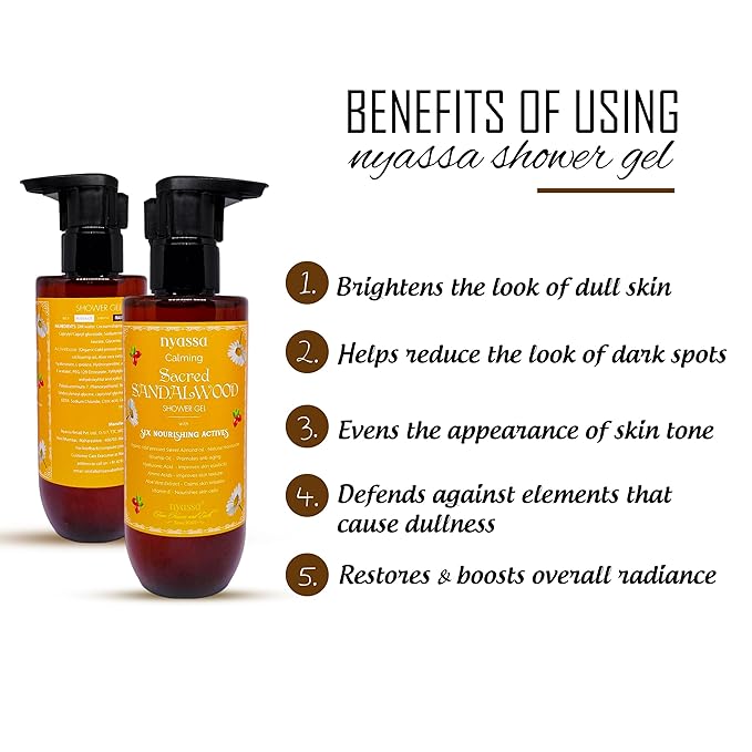 Nyassa Calming Sacred Sandalwood Shower Gel With 6 Nourishing Actives - 210 Ml| Natural Woody Fragrance Body Wash