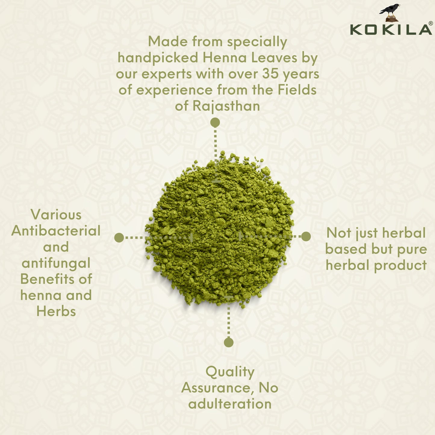 Kokila 100% Natural & Herbal Henna Mehandi Powder With 6 Ayurvedic Herbs, Organic Hair Colour