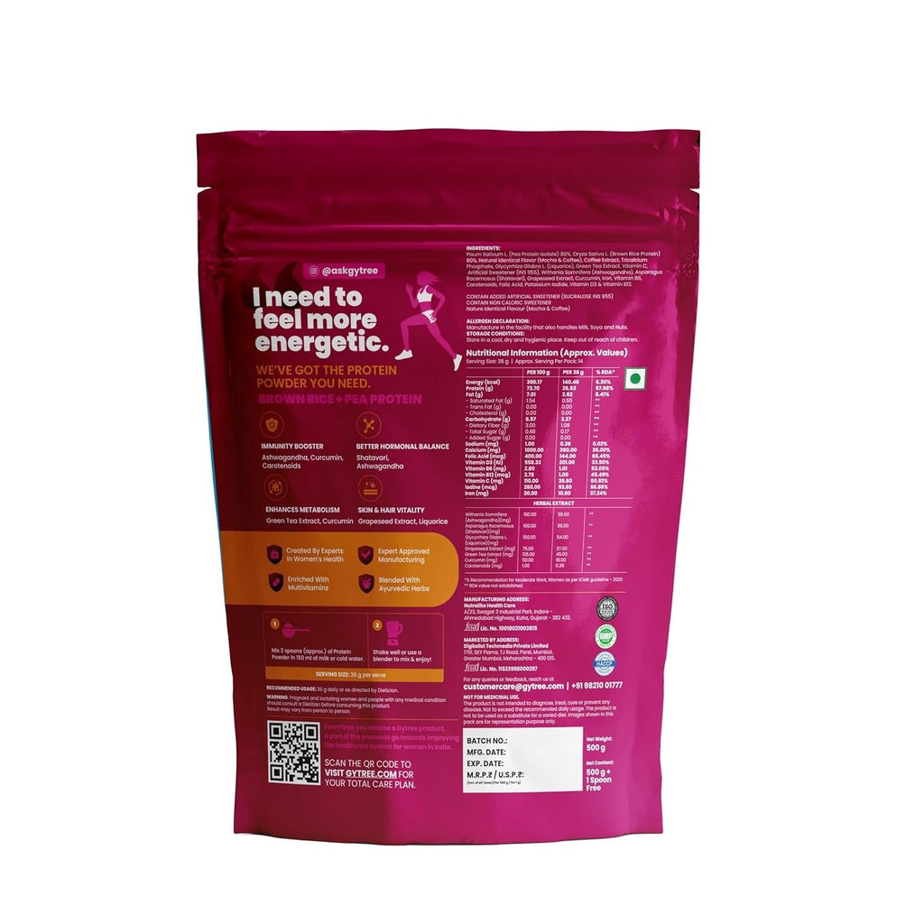 Gytree Plant Protein for Women Cafe Mocha - 500 gms