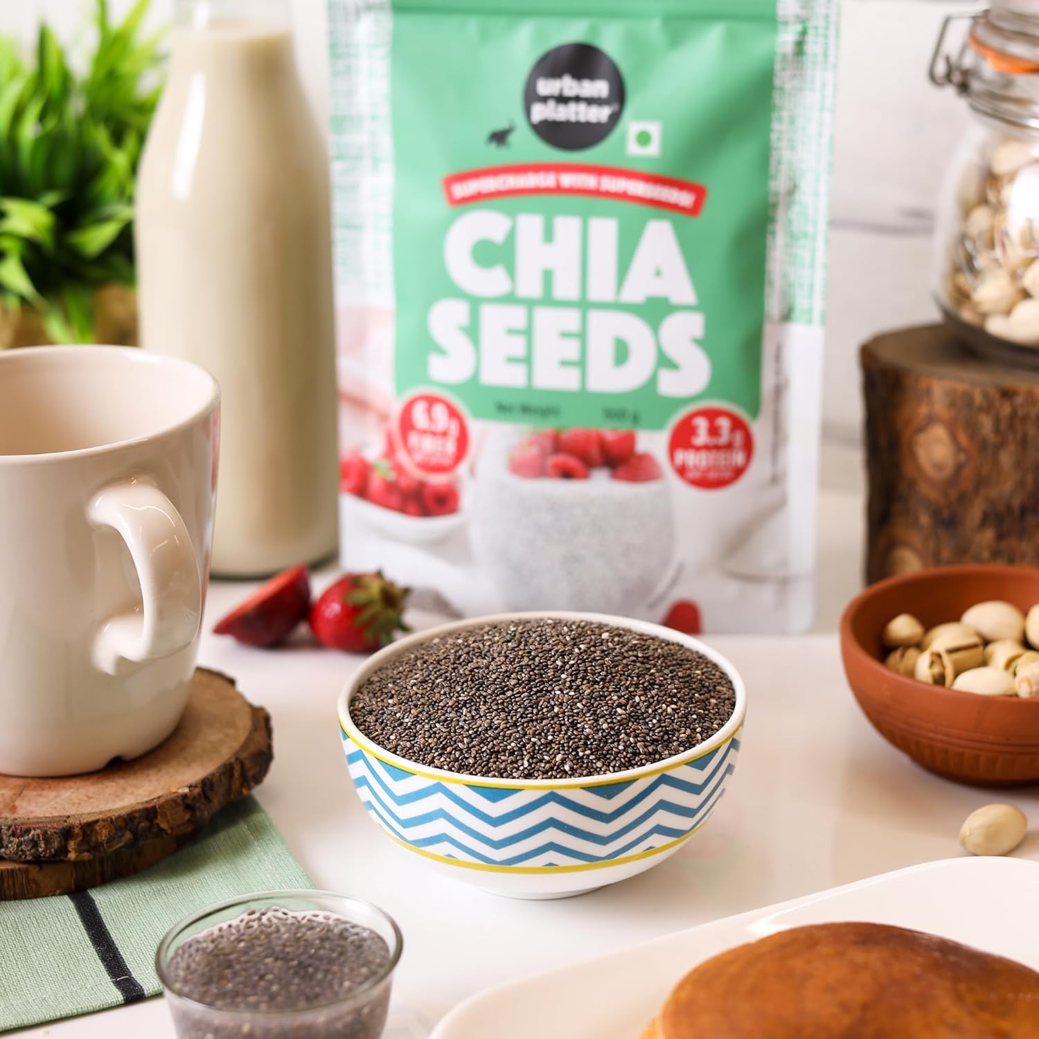 Urban Platter Black Chia Seeds, 200g (Rich in Omega-3, Fibre & Protein | Superfood)