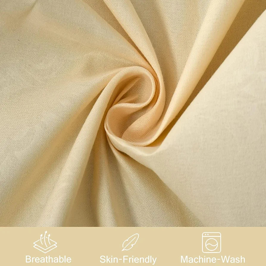 Fresh From Loom Single Bed Bedsheet Solid Bed Sheets With 1 Pillow Covers 144 TC Light Beige Damas