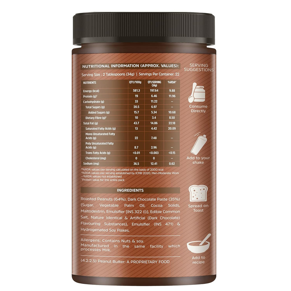 MuscleBlaze Fit Chocolate Peanut Butter (Crunchy, 750 grams) | High Protein | No Trans Fat, Energy Booster
