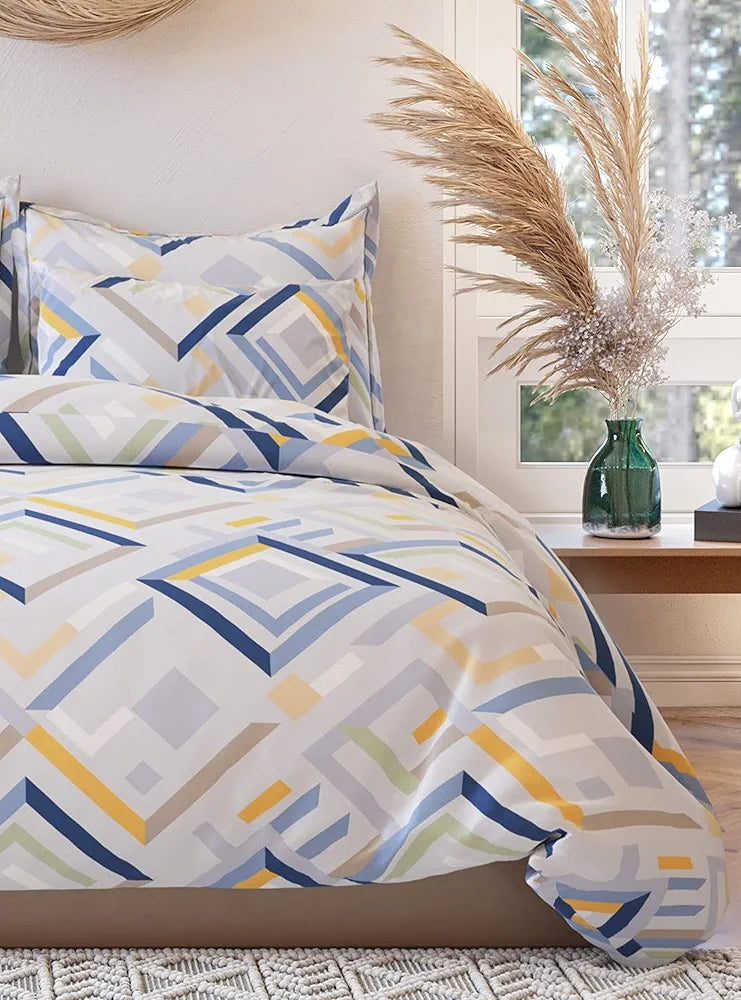 The Home Style Supersoft Cotton King Size Printed Flat Double Bedsheet with 2 Pillow Cover 400 TC Snow Blush