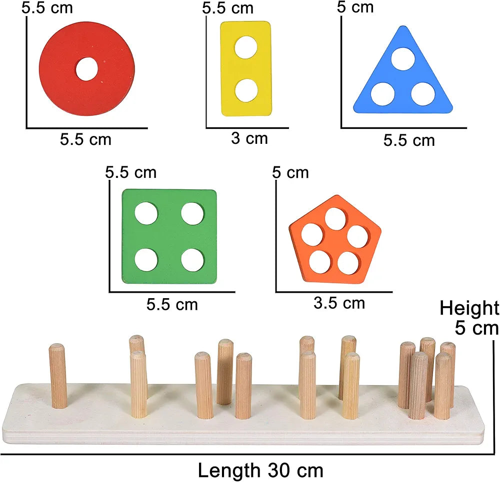 Wishkey Wooden Angle Geometric Stacker Shape Sorter Blocks,Educational Intelligence Early Learning Column Puzzle