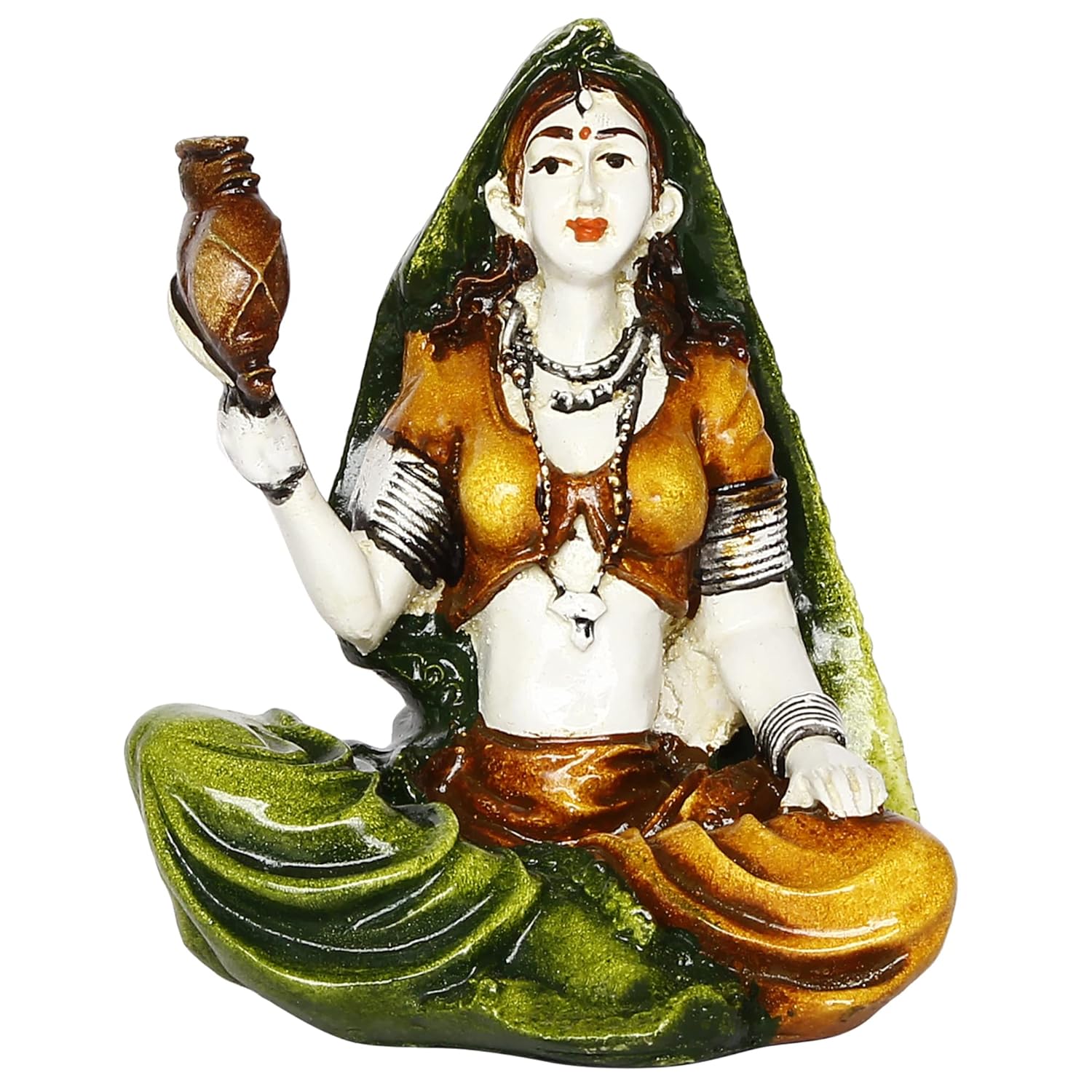 Ecraftindia Colorful Combo of Rajasthani Craftsmen Singing and Lady Playing Musical Instrument Statue
