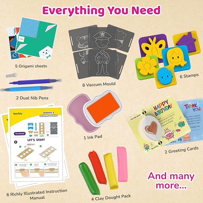 Smartivity 20In1 Art And Craft Studio Activity Kit Birthday Gift For 5,6,7,8,9 Year Old Girls&Boys Clay Stamp