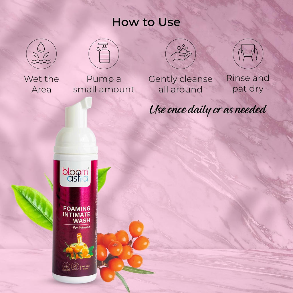 Bloomastra Foaming Intimate Hygiene Wash For Women (80ml) | Maintains Healthy PH Balance, and Prevents Infections