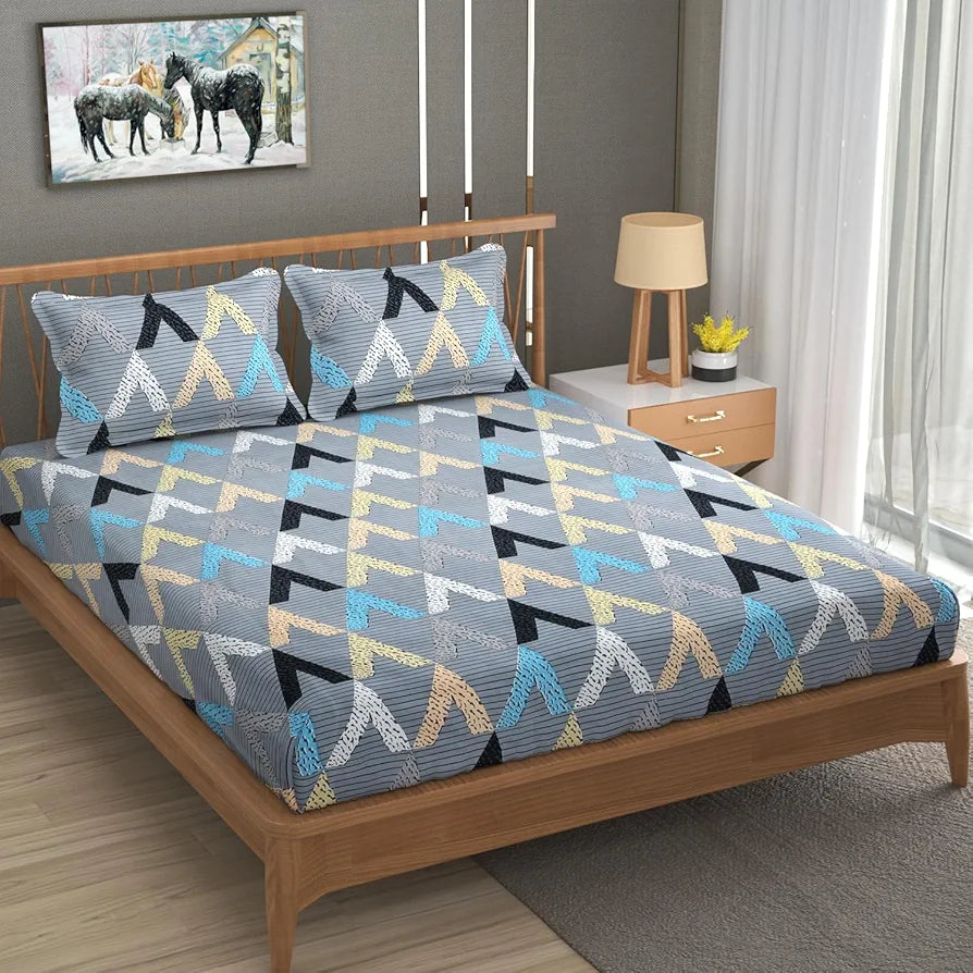 Homefab India 180 TC Microfiber Double BedSheet with 2 Pillow Covers Grey