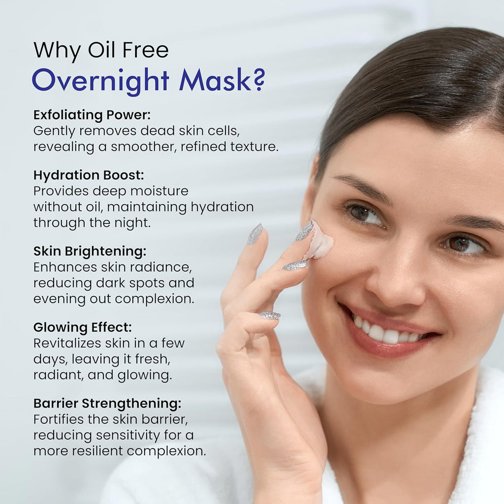 Get Nectar Happiness Overnight Glow Mask Rice & Beta-Glucan (Oil Free) with Rice fermented, Beta-glucan & Bean Essence for Skin Glowing Texture-Brightening facial, Softens dull, & Younger-Look (30ml)