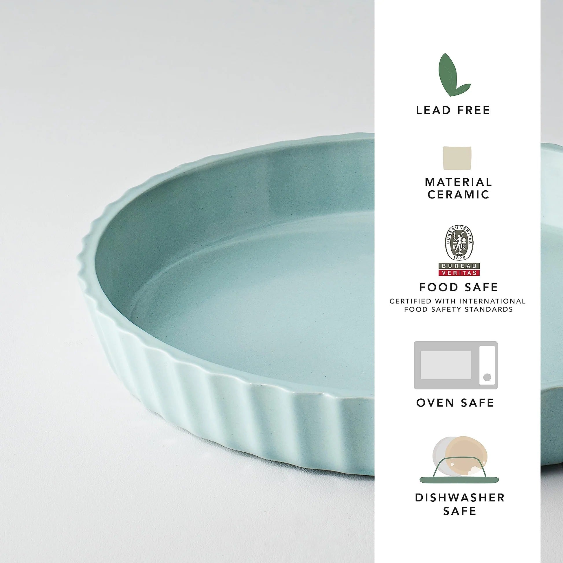 Ellementry Upper Crust Ceramic Tart Dish 1500ml Microwave Oven Safe Serving Tray