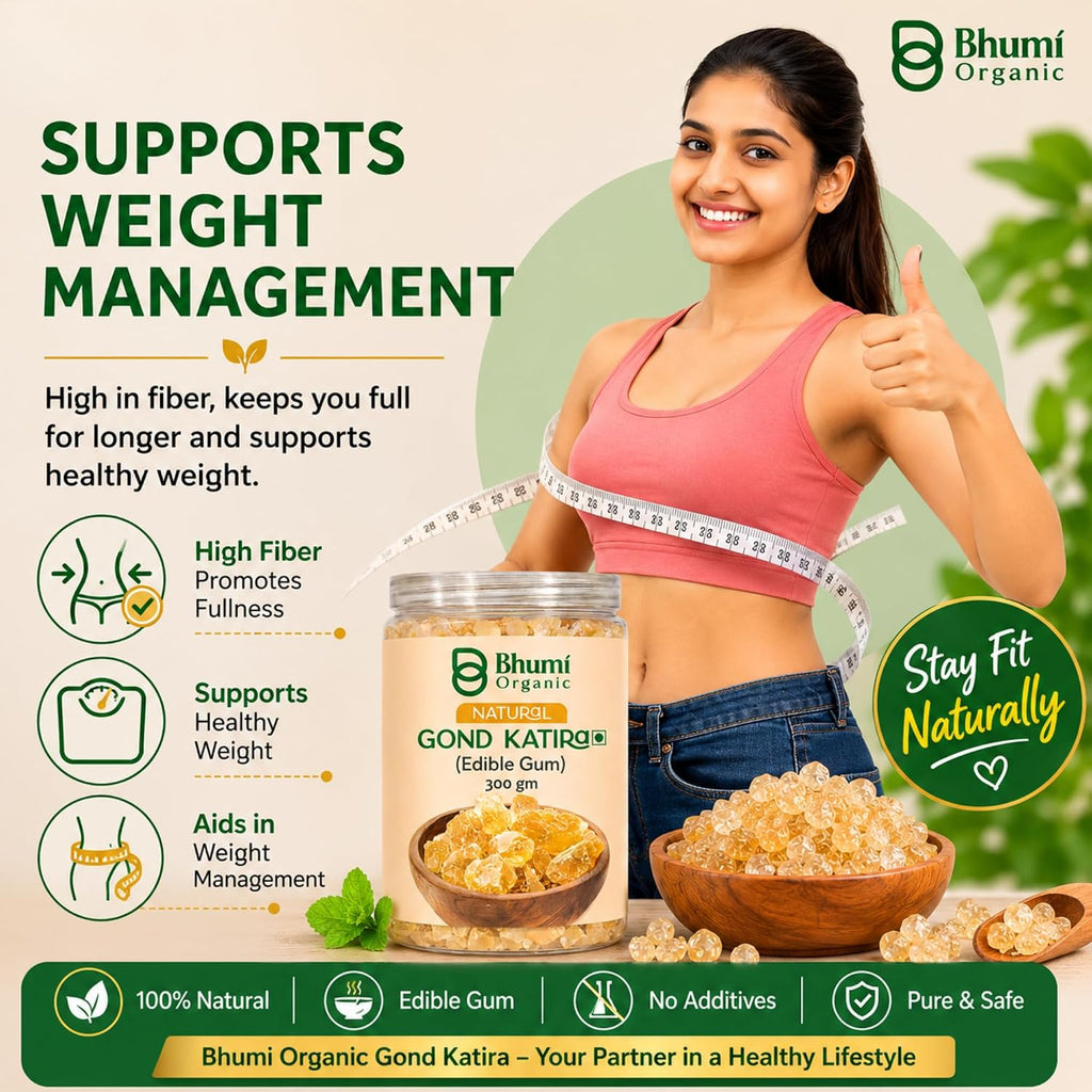 Bhumi Organic Gond Katira (Tragacanth Gum) | Natural Edible Gum for Summer Drinks, Body Cooling Ayurvedic Superfood, Gluten-Free