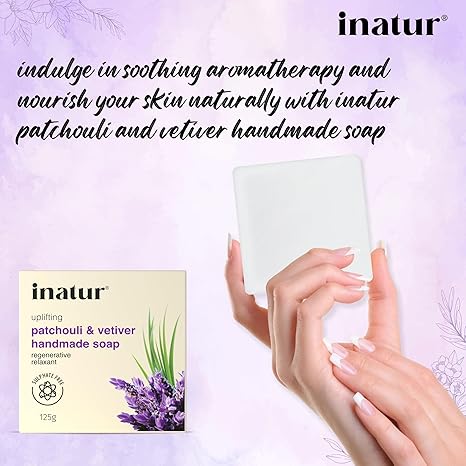 Inatur Patchouli and Vetiver Handmade Soap Uplifting and Refreshing - 125 gms