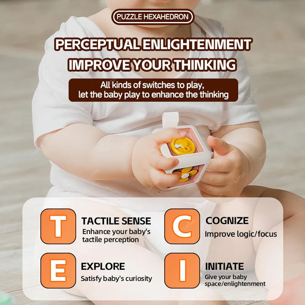 Lefan Montessori for 1 Year Old, Activity Busy Cube Sensory Toys for Toddlers Birthday Gifts for Learning Motor Skills Travel Toys Educational Learning 12-18 Months Baby Kids-Pack of 1pcs