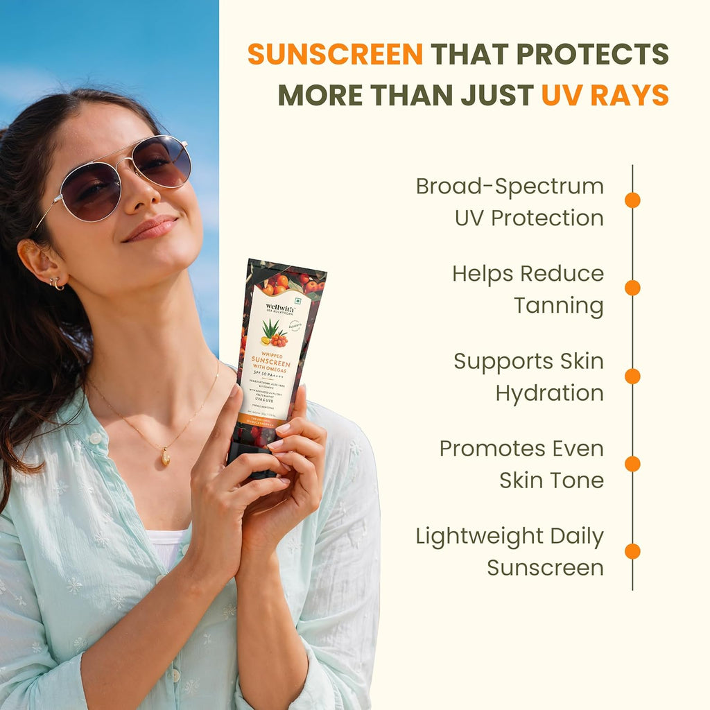 Wellwith by Ayuzera Sun Screen SPF 50, PA+++, Protection against UVA and UVB Rays, Oil free, Water Resistant (50ml, Pack of 1)