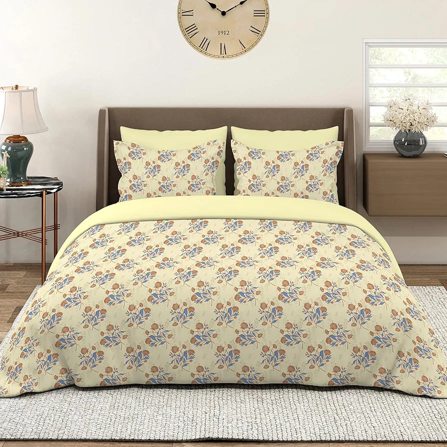 Layers Marigold Cotton Bedsheet Set for All Seasons Lightweight Moisture Absorbent 144 TC King Size Yellow