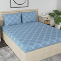 Huesland by Ahmedabad Cotton 186 TC Cotton Bedsheets for King Size Bed with 2 Pillow Covers | Blue