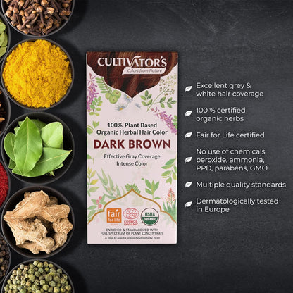 Cultivator's Dark Brown Organic Herbal Hair Colour - 100 gms