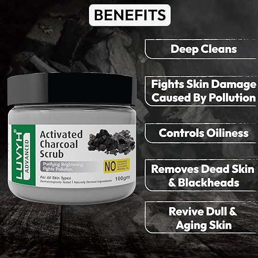 Luvyh Activated Charcoal Face Scrub - 100 gms