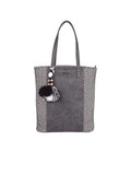 Astrid Women's Black PU Block Design Tote Bag With PU Strap