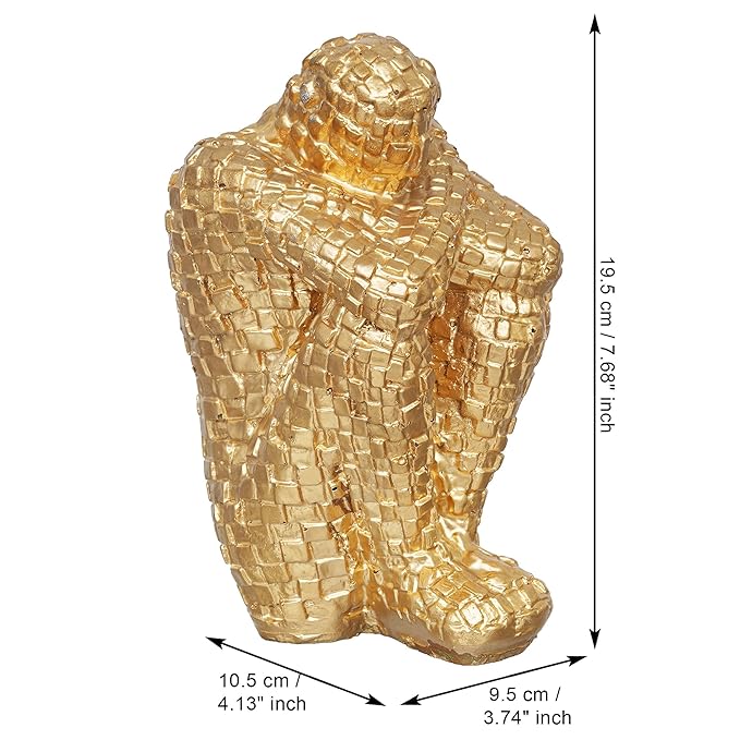 Ecraftindia Golden Polyresin Handcrafted Thinking Man Statue Human Figurine