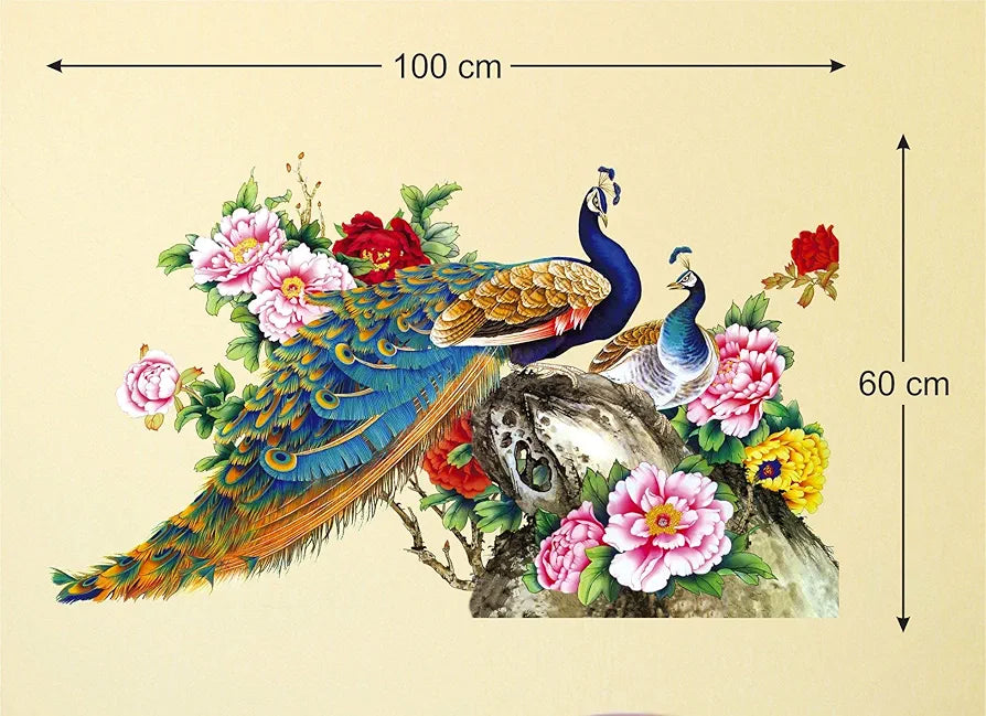 Decals Design Peacock Birds Nature Wall Sticker Multicolour